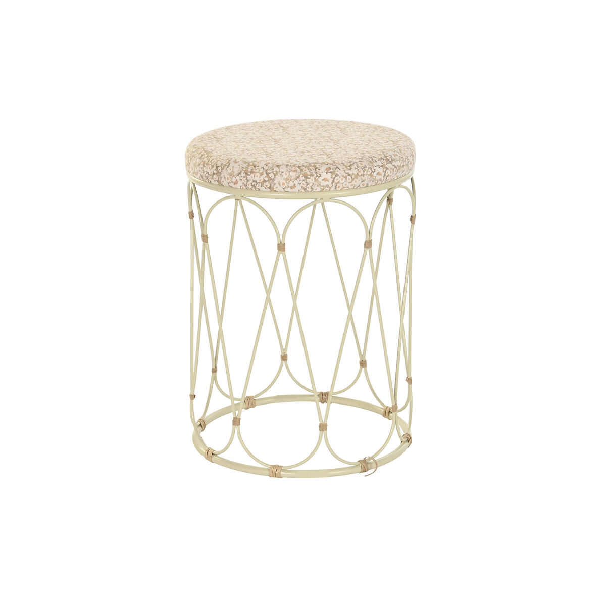 S3040737_0 Beistelltisch Natur Metall Creme Rattan von DKD Home Decor, elegantes Design, 35 x 35 x 49 cm, ideal für moderne Wohnräume.