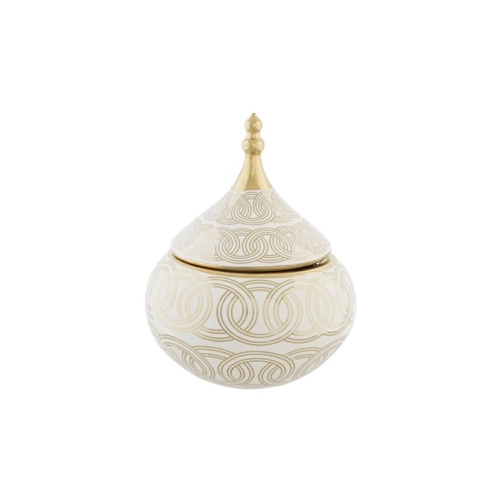 Vase Weiß Gold Porzellan von DKD Home Decor, orientalisches Design, verchromt, 18 x 18 x 22 cm