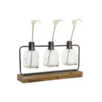 Vasen-Set Schwarz Natur Metall & Kristall Paulonia-Holz DKD Home Decor (3 Stück) - stilvolle Dekoration für Ihr Zuhause