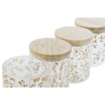 Vorratsglas-Set Shabby Chic aus Borosilikatglas mit Bambusdeckel, 700 ml, 4 Stück in verschiedenen Farben.