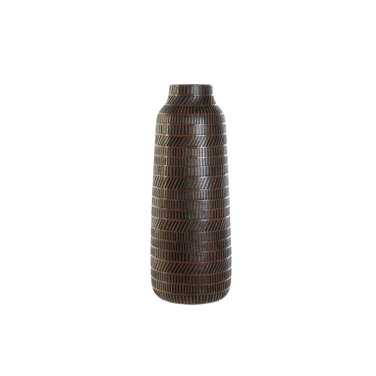 S3055011_0 Vase Braun Schwarz aus Harz im kolonialen Design, 48 cm hoch, ideal für stilvolle Wohnräume.