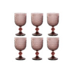 Gläser-Set Rosa aus Kristall, 6-teilig von Home Esprit, ideal für stilvolle Anlässe und den täglichen Gebrauch.