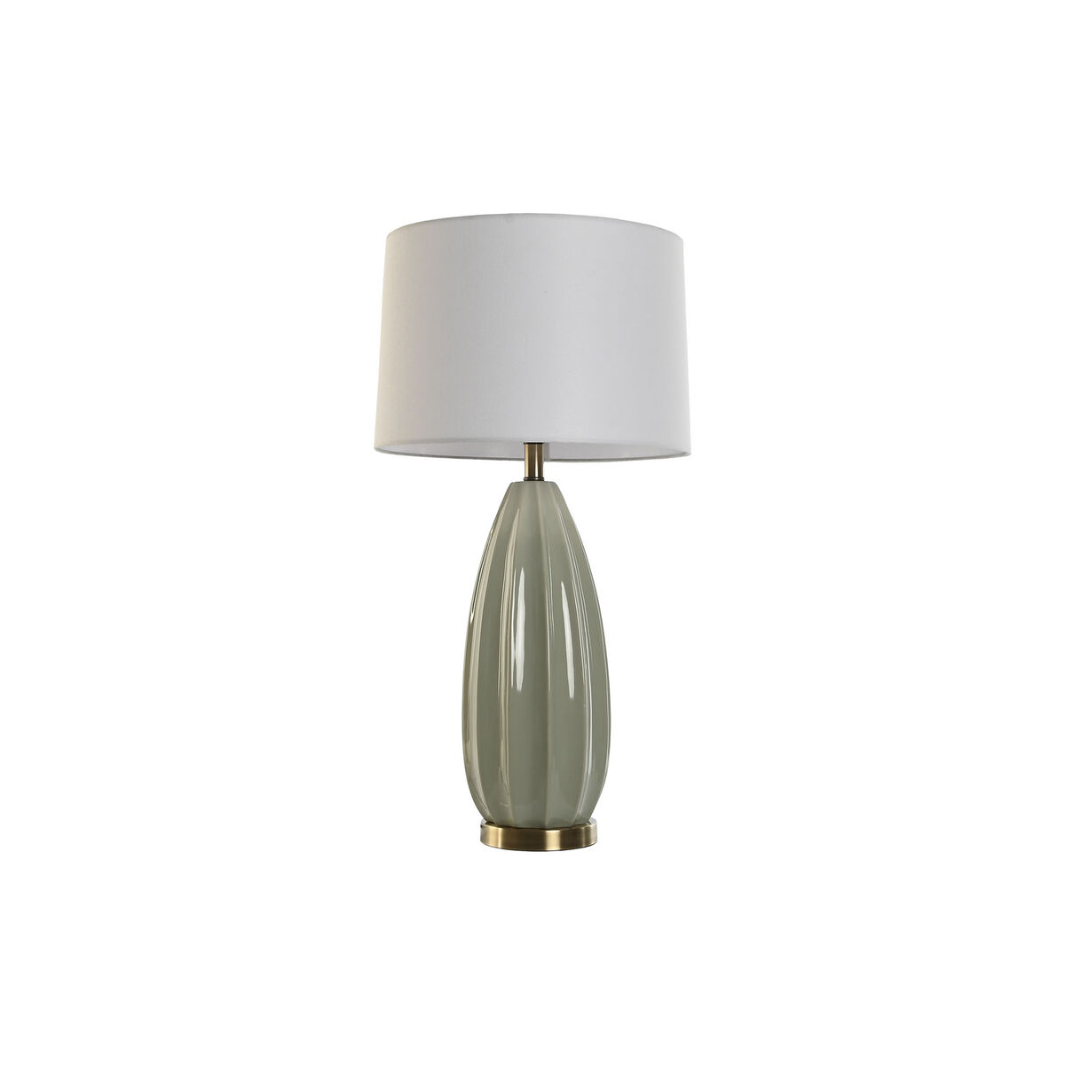 S3053481_0 Tischlampe Weiß Grün Home ESPRIT aus Steingut und Leinen, modernes Design, 50 W, 220 V, Maße 40 x 40 x 78 cm