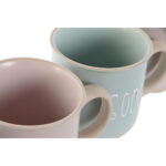 Henkelbecher-Set Blau/Rosa, 4-teilig aus Steingut, 355 ml, modernes Design von Home Esprit