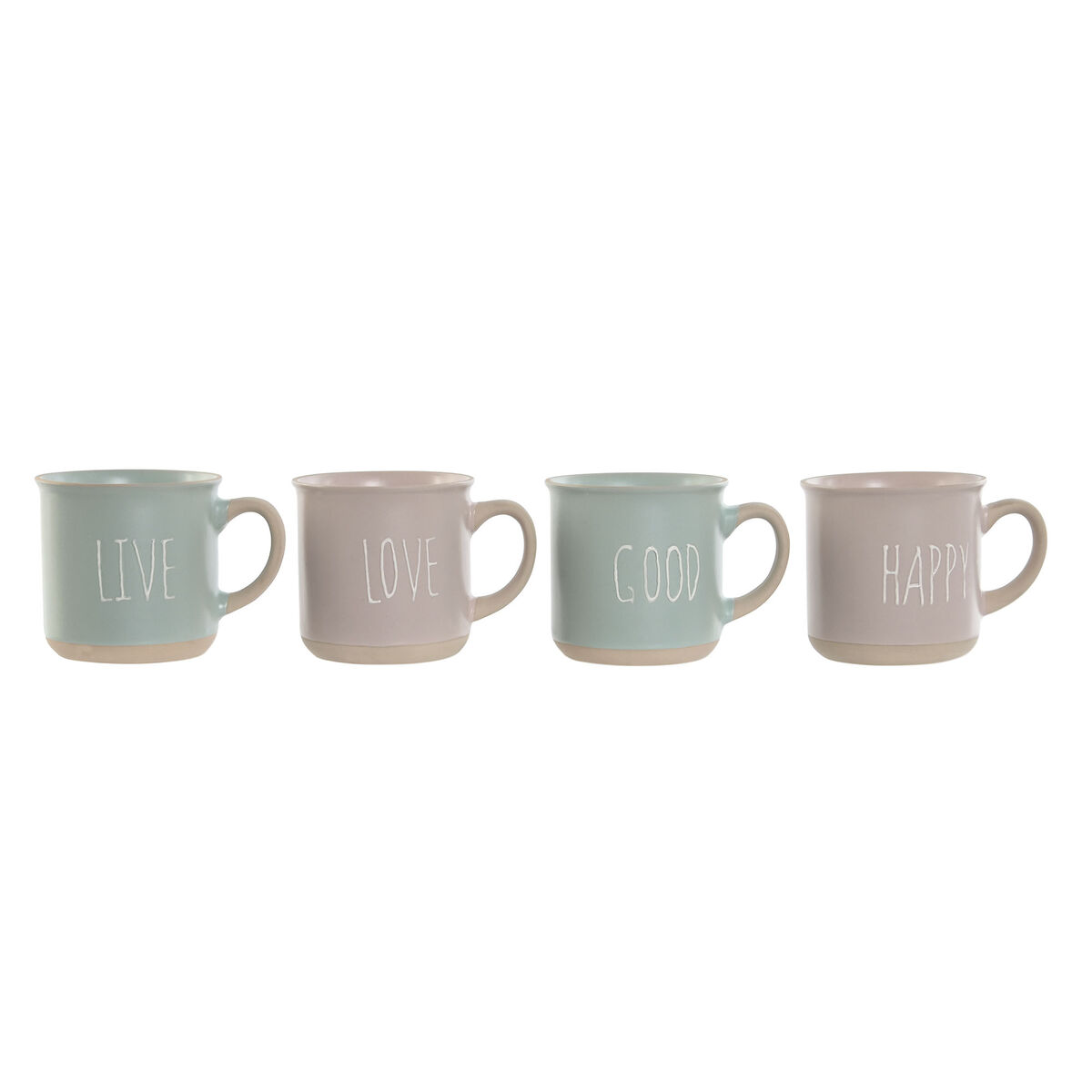S3053976_0 Henkelbecher-Set Blau/Rosa, 4-teilig aus Steingut, 355 ml, modernes Design von Home Esprit