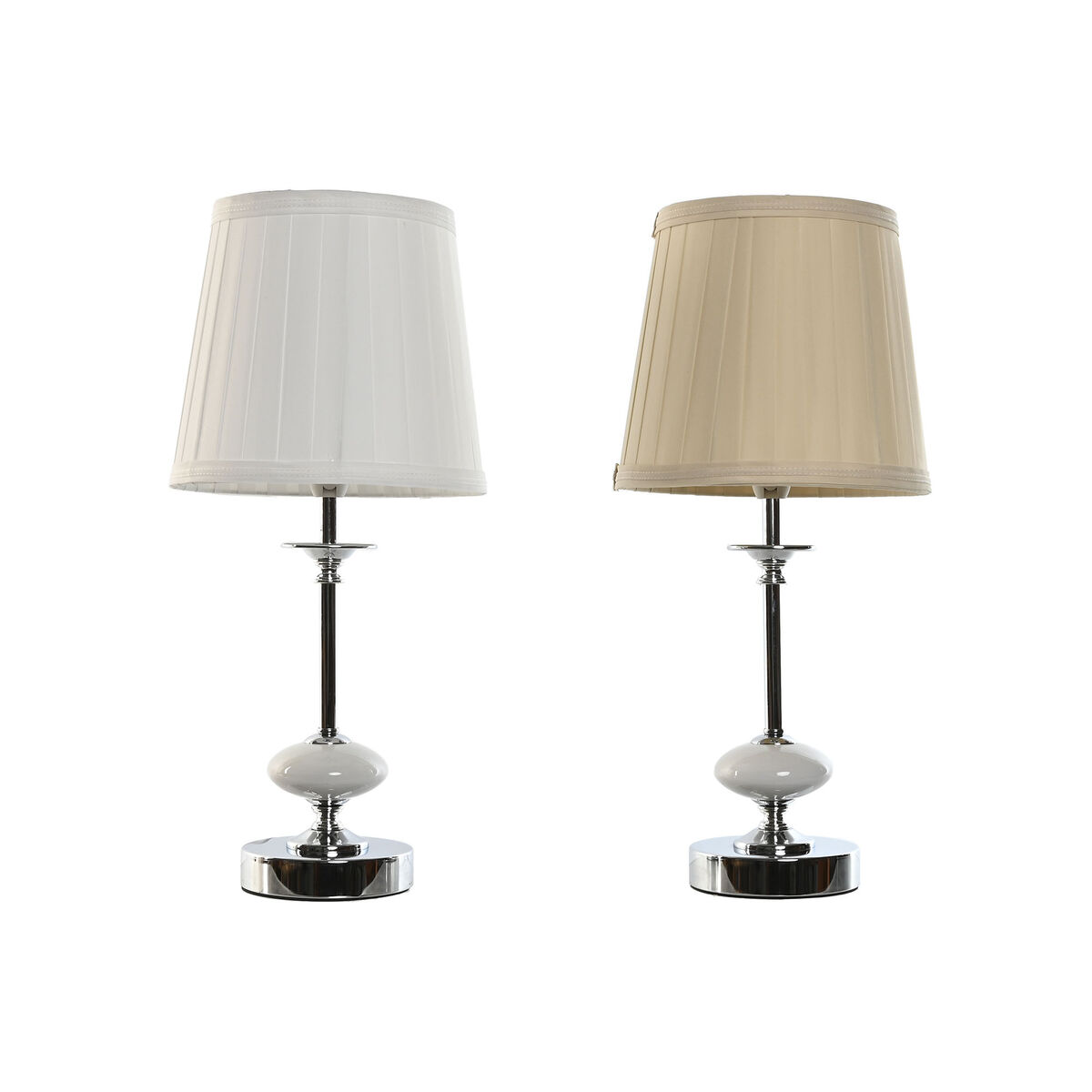 S3055530_0 Tischlampe Weiß Beige Metall Porzellan Home ESPRIT im Set von 2 Stück, stilvolles Design für moderne Innenräume.