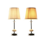 Tischlampe Weiß Beige Metall Porzellan Home ESPRIT im Set von 2 Stück, stilvolles Design für moderne Innenräume.