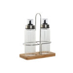 Öl- und Essig-Set Transparent Natur Bambus & Kristall von Home ESPRIT, stilvolles Küchenaccessoire