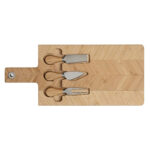 Schneidebrett Natur Bambus Edelstahl von Home ESPRIT, 4 Stücke, ideal für Käse, Gemüse und mehr.