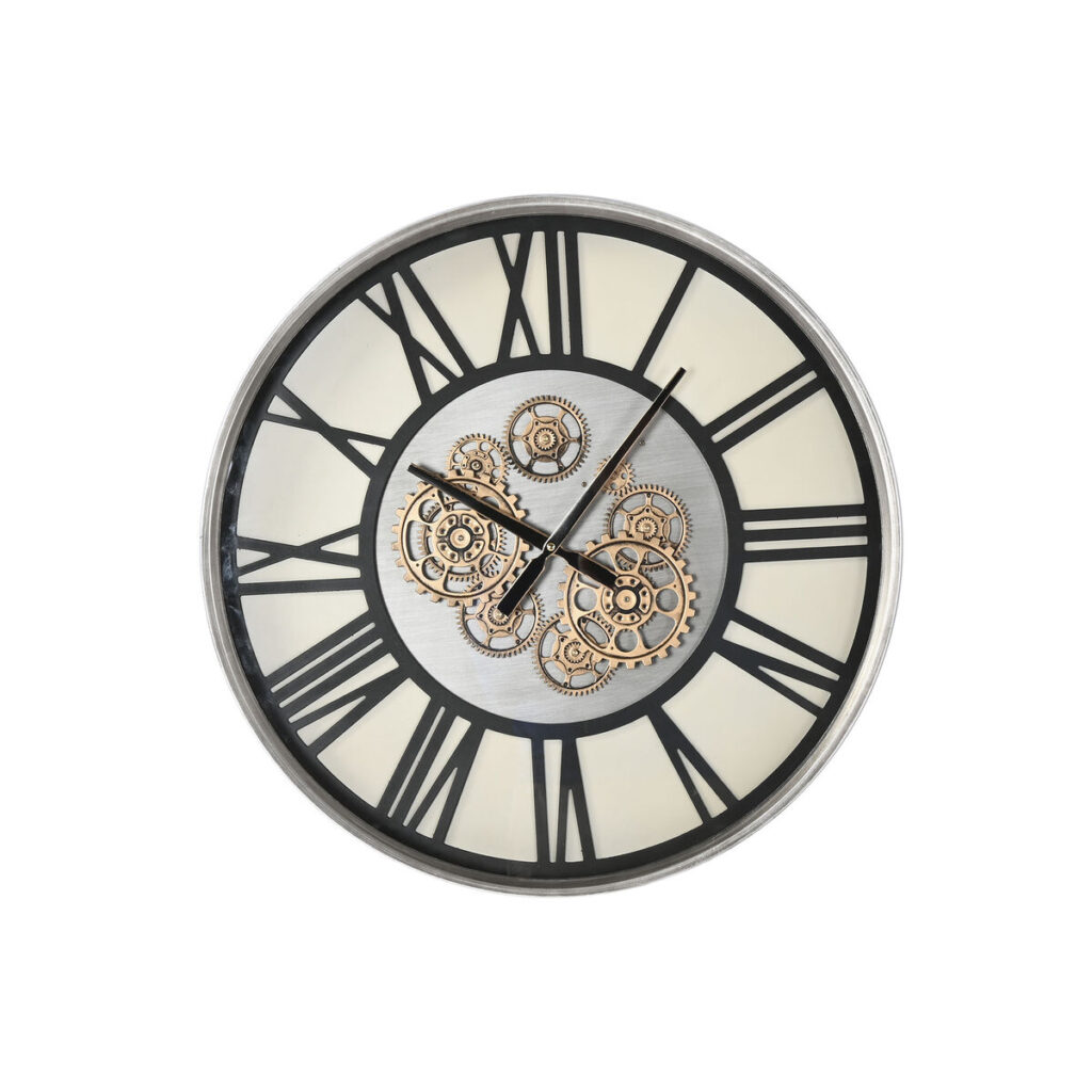 Wanduhr Schwarz Metall Kristall von Home ESPRIT, elegantes Design mit funkelnden Kristallen, 60 x 8 x 60 cm.