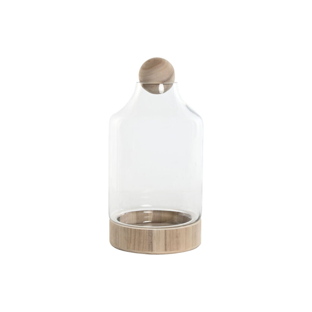 Vase transparent Holz & Kristall von Home ESPRIT, 42 cm hoch, modernes Design aus Holz und Kristall für stilvolle Dekoration.