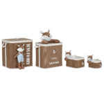 Wäschekorb-Set für Kinder in Blau und Braun, 4 Stücke, ideal für die Wäscheaufbewahrung im Kinderzimmer.