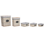 Wäschekorb-Set Shabby Chic Home ESPRIT in Weiß, Braun, Schwarz und Grau, 5 Stück, ideal für die Wäscheaufbewahrung.
