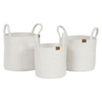 DekoKorb-Set Moderne Home ESPRIT in Weiß, 3 Stück, aus Baumwolle, ideal für stilvolle Aufbewahrung und Dekoration.