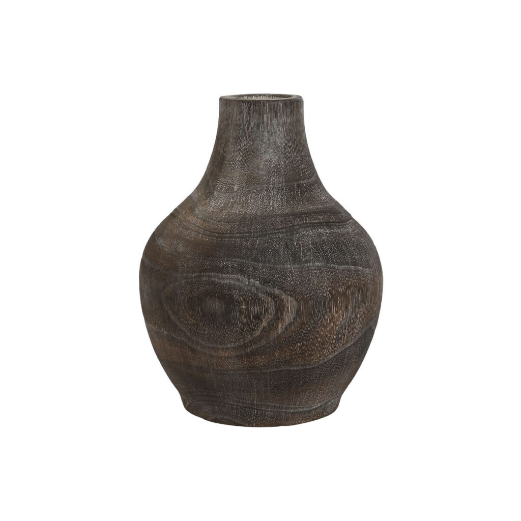 Vase Dunkelgrau Paulonia aus Paulonia-Holz mit kolonialem Design und antikem Finish, ideal für stilvolle Wohnräume.