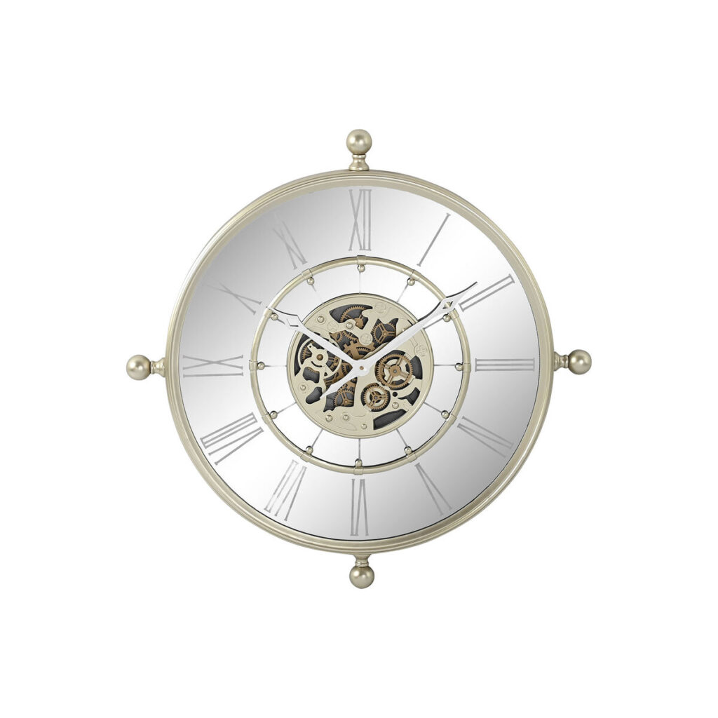 Wanduhr Champagner Eisen Spiegel von Home ESPRIT, elegantes Design, 67 x 8 x 67 cm, ideal für stilvolle Wohnräume.
