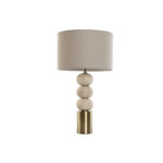 Tischlampe Beige Gold Home ESPRIT - elegante Tischlampe aus Leinen, Metall und Marmor für stilvolle Beleuchtung