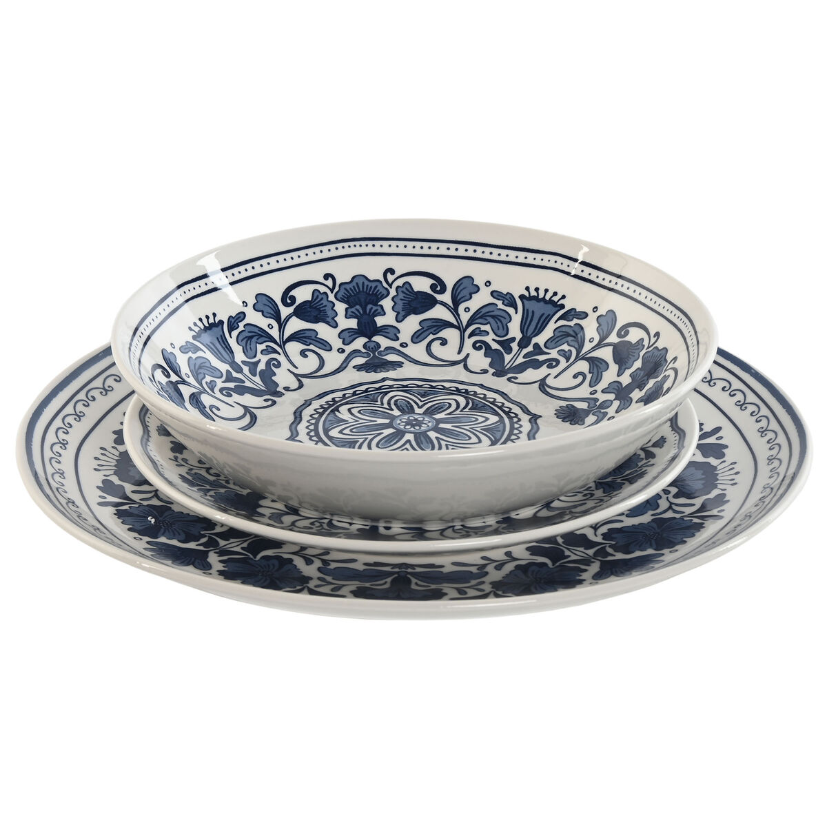 S3058178_0 Geschirr-Set Blau-Weiß Porzellan Araber Home ESPRIT, 18-teiliges Set für elegante Tischdekoration.