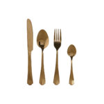 16-teiliges Besteck-Set in Gold aus Edelstahl von Home ESPRIT, ideal für elegante Tischdekoration.
