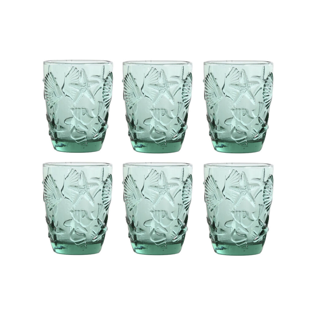Gläser-Set Türkis Kristall mit Relief, 290 ml, 6 Stück von Home ESPRIT, stilvolles Design für jede Gelegenheit.
