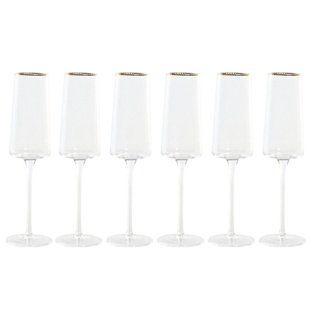Gläser-Set Transparent Gold Kristall 400 ml von Home ESPRIT, 6 Stück, elegantes Design für besondere Anlässe.