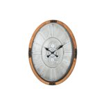 Wanduhr Silber Metall Kristall mit Kiefernholz, elegantes Design für stilvolle Wohnräume.