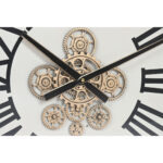 Wanduhr in Weiß mit natürlichem Kiefernholz und Metall, modernes Design für stilvolle Wohnräume.