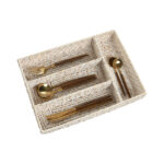 Besteckkasten Weiß Natur Bambus von Home ESPRIT - elegantes Design für Ihre Küche, ideal für Ordnung und Übersichtlichkeit.