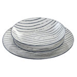 Geschirr-Set 18-tlg. Blau Gestreift Porzellan von Home ESPRIT, elegantes Design für festliche Anlässe und den Alltag.