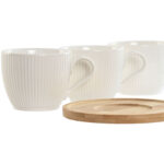 Tassen-Set 6-teilig mit Tellern aus Porzellan und Bambus, stilvolles Design für jeden Anlass