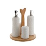 Ölfläschchen Weiß Bambus Porzellan – elegantes Design für stilvolle Aufbewahrung in der Küche.