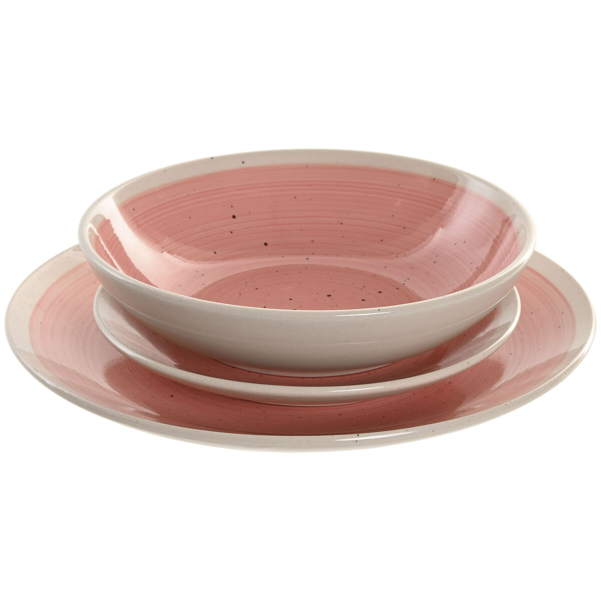 S3061446_0 Geschirr-Set 18-tlg. in Weiß-Rosa aus Steingut von Home ESPRIT, ideal für festliche Anlässe und den täglichen Gebrauch.