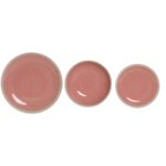 Geschirr-Set 18-tlg. in Weiß-Rosa aus Steingut von Home ESPRIT, ideal für festliche Anlässe und den täglichen Gebrauch.