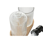 Badaccessoire-Set aus Glas mit Seifenspender und Becher von Home ESPRIT, bestehend aus 3 stilvollen Teilen aus Bambus und Kristall.