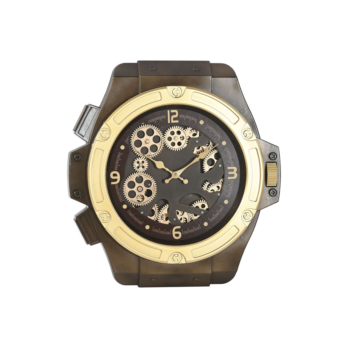 S3061470_0 Wanduhr Gold Eisen Home von ESPRIT – elegante Wanduhr aus Eisen mit goldener Oberfläche, ideal für moderne Wohnräume.