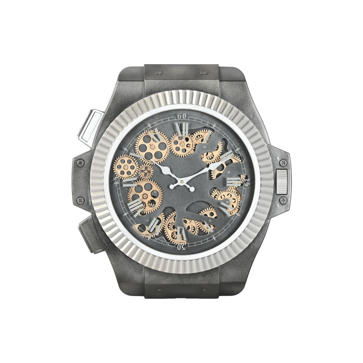 S3061471_0 Wanduhr Schwarz Silber Eisen von Home ESPRIT – elegante und moderne Wanduhr für stilvolle Wohnräume.