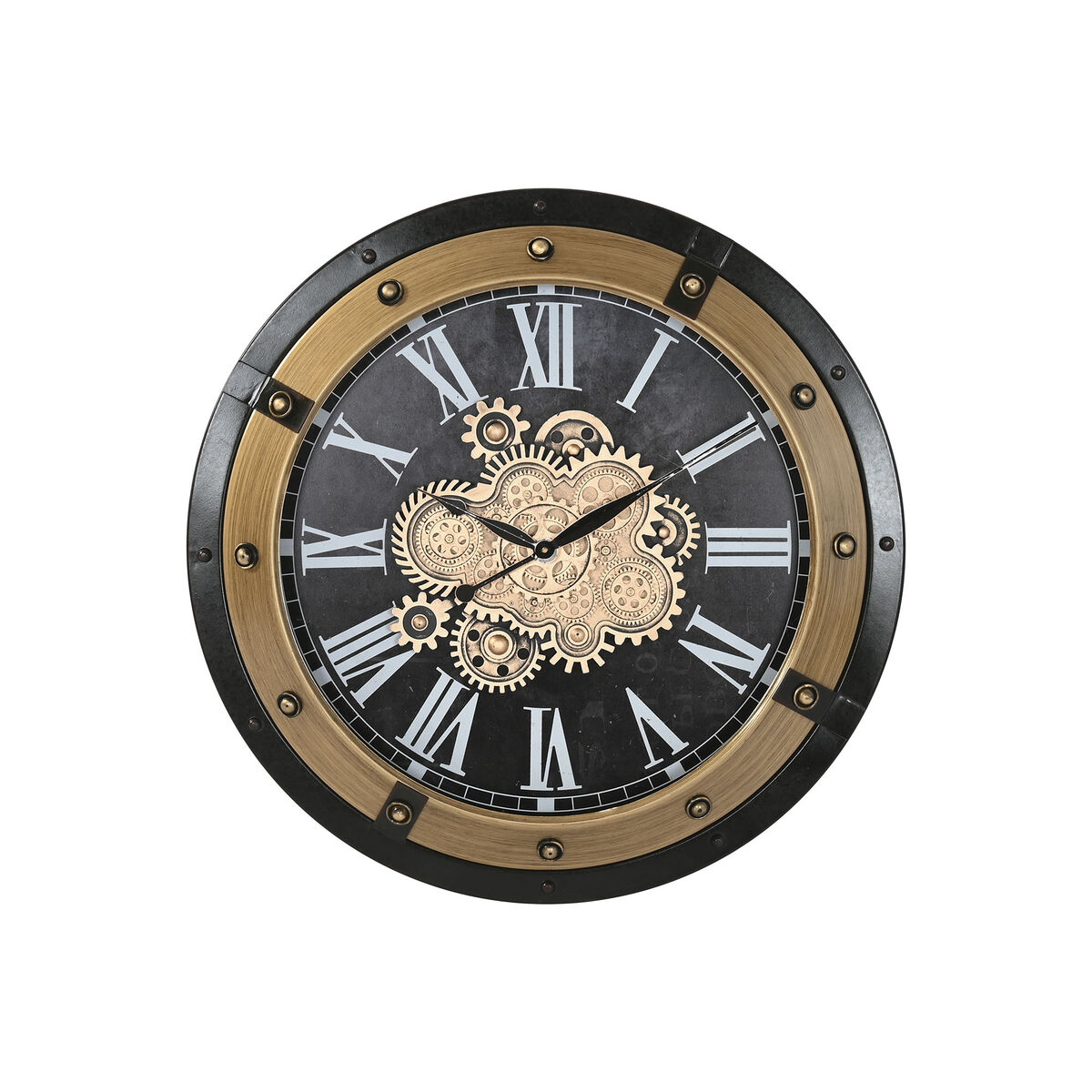 S3061472_0 Wanduhr Schwarz Gold Eisen von Home ESPRIT, modernes Design, 80 x 8,5 x 80 cm, elegantes Wohnaccessoire
