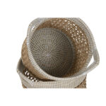 Korb-Set Weiß Natur aus Papier und Seegras von Home ESPRIT, handgefertigt im Boho-Stil, ideal zur Dekoration und Aufbewahrung.