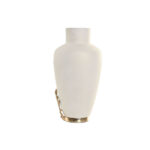 Vase Weiß Gold Aluminium von Home ESPRIT, modernes Design, 16 x 16 x 31 cm, elegantes Wohnaccessoire