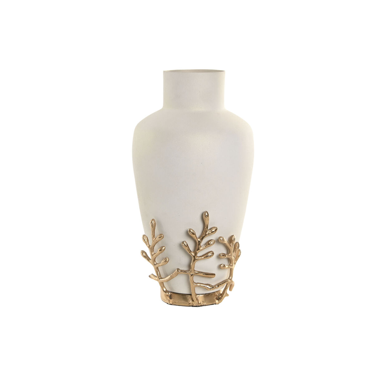 S3061794_0 Vase Weiß Gold Aluminium von Home ESPRIT, modernes Design, 16 x 16 x 31 cm, elegantes Wohnaccessoire