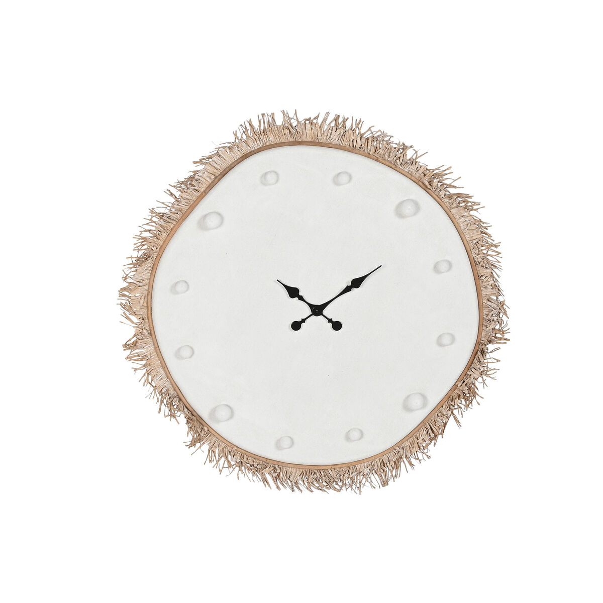 S3062289_0 Wanduhr Weiß Faser Holz MDF im modernen Scandi-Design, 85 x 7 x 85 cm, ideal für stilvolle Wohnräume.