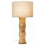 Tischlampe Braun Home ESPRIT aus Jute, Bambus und Polyester mit orientalischem Design, ideal für gemütliche Beleuchtung.