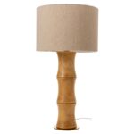 Tischlampe Braun Home ESPRIT aus Jute, Bambus und Polyester mit orientalischem Design, ideal für gemütliche Beleuchtung.