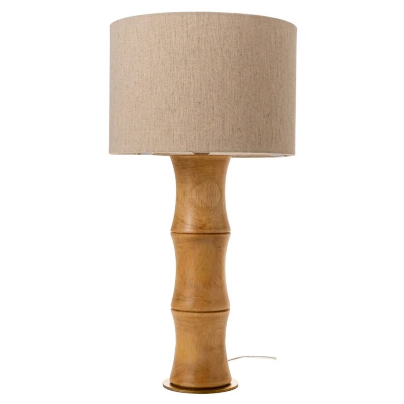 Tischlampe Braun Home ESPRIT aus Jute, Bambus und Polyester mit orientalischem Design, ideal für gemütliche Beleuchtung.