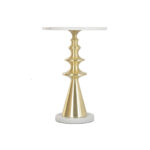 Beistelltisch Weiß Gold Home von ESPRIT, elegantes Design aus Metall und Marmor, Maße 41 x 41 x 58 cm.
