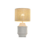 Tischlampe Weiß Natur Home von ESPRIT, urbanes Design aus Polyester, Rattan und Keramik, 50 W, 220 V, E27 Fassung.