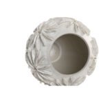 Vase Weiß aus Keramik im Handwerks-Stil mit Pflanzenblatt-Motiv, 22 x 22 x 25 cm, ideal für die Dekoration Ihres Zuhauses.