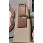 Vase braun-beige aus Mangoholz und Papiermaché mit Griffen, 11 cm lang, stilvolles Wohnaccessoire