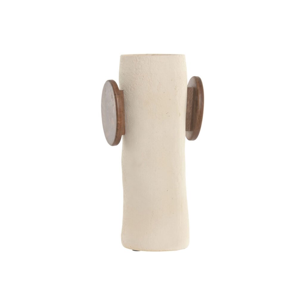 Vase Braun Beige Mango aus Mango-Holz und Papiermaché, mit Griffen, 15 cm lang, stilvolles Wohnaccessoire.
