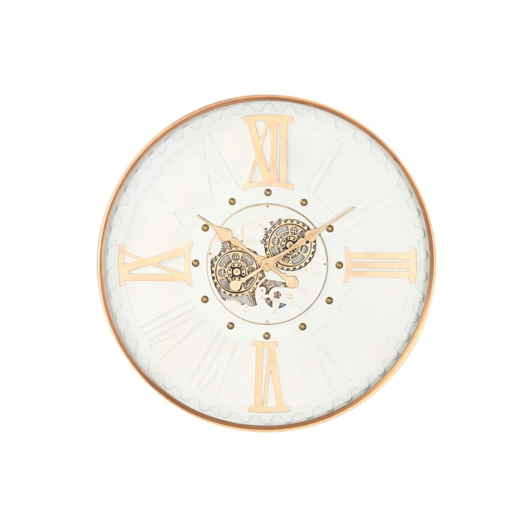 Wanduhr Weiß Gold Metall Kristall von Home ESPRIT, modernes Design, 80 x 8 x 80 cm, stilvolles Wohnaccessoire